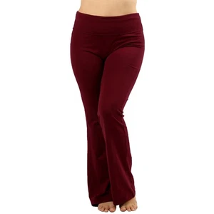 Zenana Leggings Foldover Bootcut Dark Burgundy 1X - Picture 1 of 1