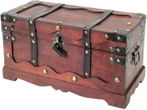 HMF Schatztruhe aus Holz Frankreich 50cm Schatzkiste Holztruhe Holzkiste Truhe - Bild 1 von 7
