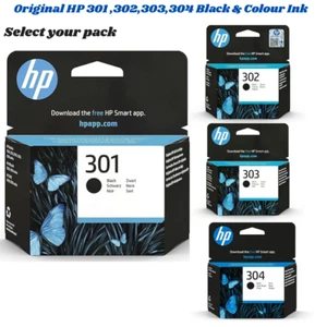 HP Original 301 ,302,303,304 Black Ink Cartridges Recycle Programme Genuine UK - Picture 1 of 38