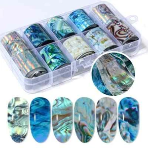 Láminas de uñas autoadhesivas - diseño de conchas - 10 rollos en caja de plástico - NUEVO - Imagen 1 de 6