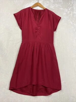 Madewell платье женщин 8 шелк басня красный можжевельник V шеи короткие рукава высоты низкий - Изображение 1 из 4