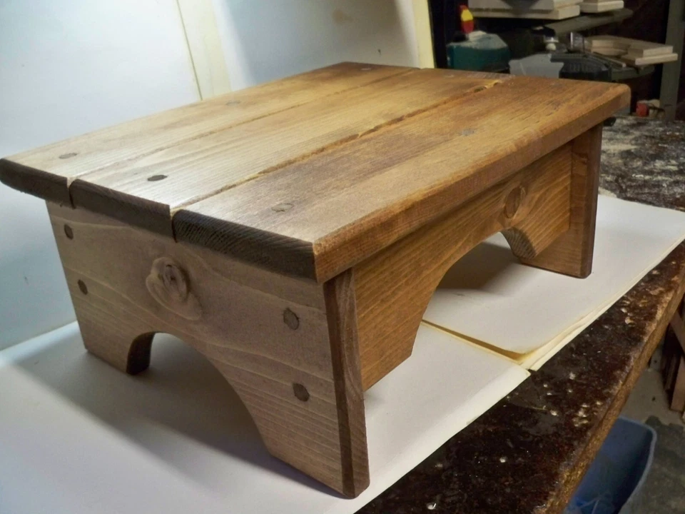 6" Handcrafted Wooden Step Stool, 6" high, Pine Early American Stain - Image 1 of 4