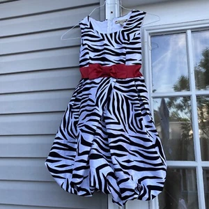 Girl's Christmas White Black And Red Dress Size Large - Picture 1 of 5