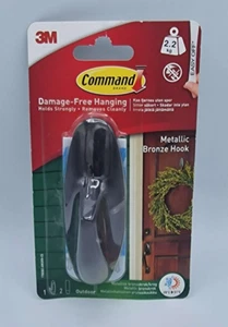 1X Large Command Metallic Bronze Hanging Hook & Adhesive Strip - NEW UK - Foto 1 di 2