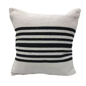 22 X 22 Black and White Striped Cotton Zippered Pillow - Picture 1 of 1