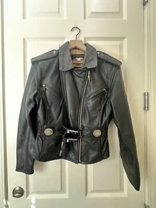 Harley-Davidson Leder Reit Biker Jacke Damen kleine geprägte Ärmel - Bild 1 von 17
