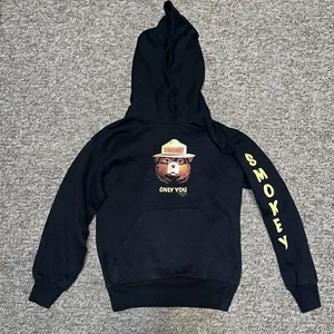 Smokey The Bear Hoodie Sweatshirt Black Youth Medium Only You - Picture 1 of 5