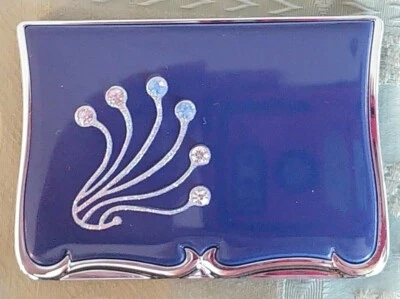 Pink Blue Clear Crystal Blue Compact Make Up Double Mirror Gift Box - Image 1 of 4