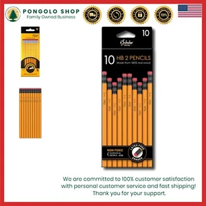 Pencils Yellow Pack of 10 with Erasers for School Office Home Writing - Picture 1 of 4