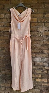 New REISS Nude Maple Off-The-Shoulder Jumpsuit Size UK 14 Petite - RRP £248 - Picture 1 of 13
