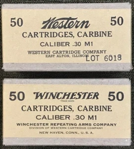 WESTERN & WINCHESTER EARLY WAR M1 CARBINE WWII NEW REPLICA 50 ROUND AMMO BOXES - Picture 1 of 10