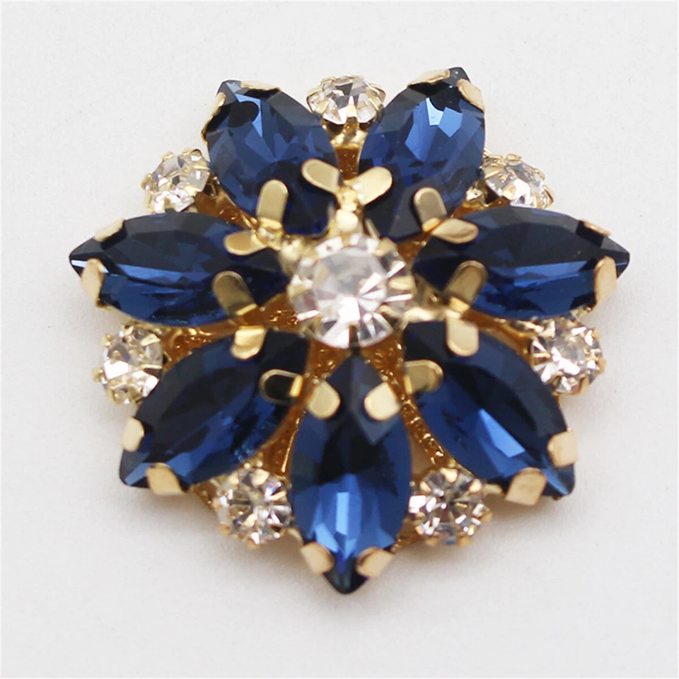 2PCS Flower Rhinestone Flat Buttons Sewing Clothing Decor DIY Craft Accessories - Image 1 of 4