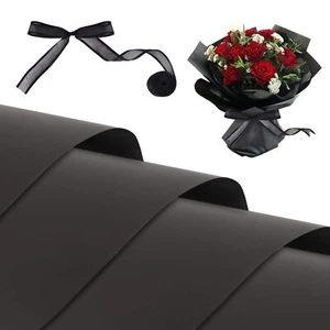 20 Sheets Waterproof Floral Wrapping Paper Double Black 22.8"x22.8" Bouquet - Picture 1 of 6