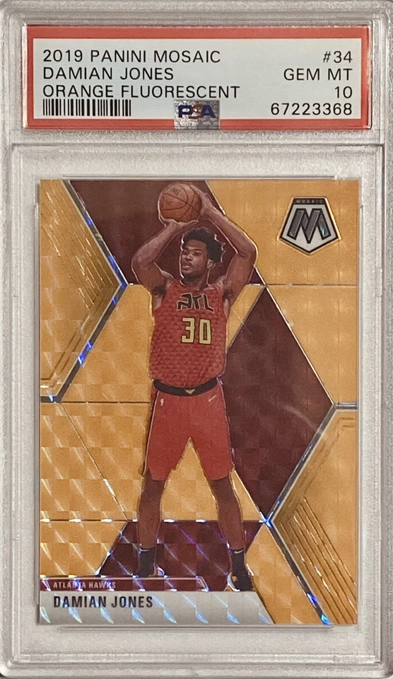 2019 Panini Mosaic #34 Damian Jones NBA Orange Fluorescent #9/25 PSA 10 Gem Mint - Image 1 of 4