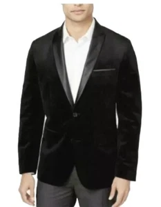 NWT INC Mens Black Velvet Blazer Formal Size Medium Regular Fit $129 - Picture 1 of 12