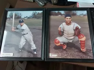 Two Vintage Glossy Photos Roy Campanella Framed 9x11 HOF - Picture 1 of 3