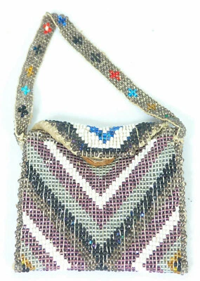 Bolsa de contas de vidro vintage Blackfeet Pawn - Imagem 1 de 4