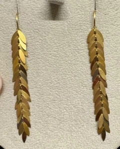 SIA TAYLOR 18K FALLING LEAF EARRINGS - Picture 1 of 2
