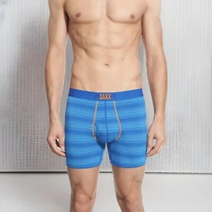 Saxx Underwear Co Ultra Stretch Boxer Brief Royal Ombré Stripe NWT Men’s Viscose - Picture 1 of 6