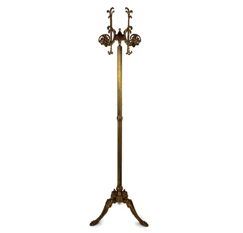 Standing Hall Tree Coat Hallway Rack Brass  Mermaids Base Hollywood  Regency Cover