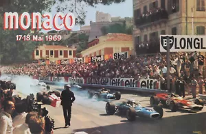 MAESTRI 1969 GRAN PREMIO AUTOMOBILE DE MONACO 17 - 18 MAGGIO 1969 VECCHIO POSTER - Foto 1 di 1