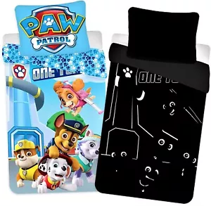 Paw Patrol Kinder Bettwäsche Set die im Dunkeln leuchtet 100x135 cm + 40x60 cm - Bild 1 von 3