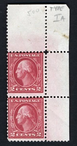 #500 - Pair - Top Mint NH Bottom No Remnant - Super Rare - CV $900 - Picture 1 of 2