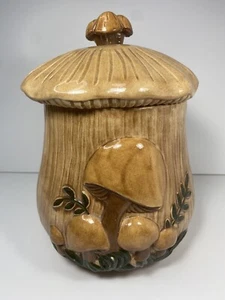 Tarro de galletas Arnels Mushroom de cerámica de 11 pulgadas/tapa de champiñones bronceados - Imagen 1 de 8