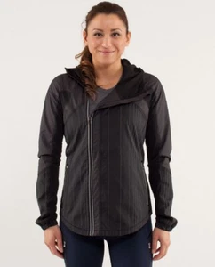 LULULEMON Run Get Up And Glow Jacket Women's Activewear Black Reflective SIZE 6 - Picture 1 of 6