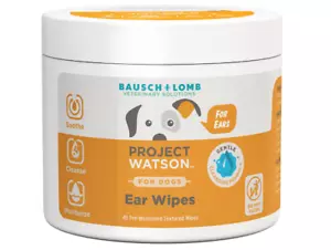 DOG EAR WIPES, BALANCED FORMULA TO SOOTHE, CLEANSE & MOISTURIZE PROJECT WATSON - Picture 1 of 6