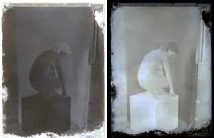 photo NEGATIF verre NU EROTIQUE c.1920 / 8 x 12 cm / risque sexy nude 5B - Picture 1 of 1