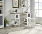 Śródziemnomorskie biurko domowe w stylu shakera białe z wykończeniem nadproża dębowym - 54241