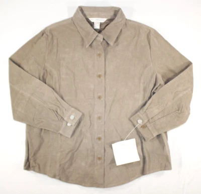 Nueva Chaqueta Camisa Jessica Holbrook De Colección Para Mujer 2X Gamuza Cuero Chamarra Beige Foto 1 de 4