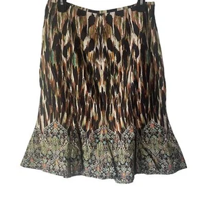 Dana Buchman Women's Size 4 Hippie Boho Artsy Brown Green Above Knee Skirt - Picture 1 of 7