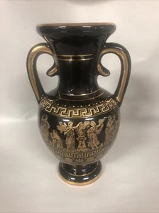 24k Gold Hand Made In Greece Black & Gold Urne/Vase 7,5’ hoch  - Bild 1 von 10