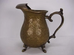 WILLIAM ADAMS A TOWLE COMPANY INDIA BRASS PITCHER WITH ICE LIP  - Picture 1 of 12