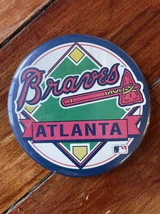 Atlanta Braves MLB Baseball Fan Pin WinCraft NFL 3.5" 90s Button USA Vtg - Picture 1 of 2