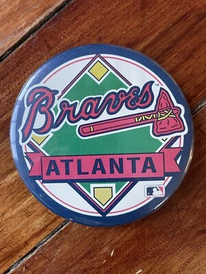 Atlanta Braves MLB Baseball Fan Pin WinCraft NFL 3.5" 90s Button USA Vtg - Image 1 of 2