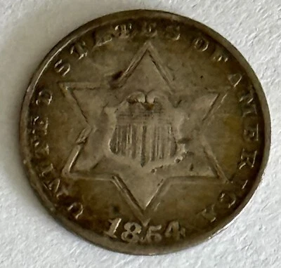 1854 3 CENT SILVER VF+ Item #2005 (1289) - Image 1 of 2