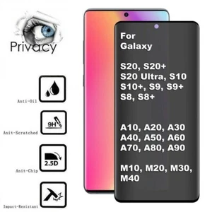 PRIVACY + FULL SCREEN Glass Protector for GALAXY S20 S10 S9 S8 + PLUS S20U ULTRA - Picture 1 of 9