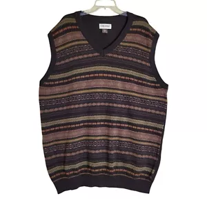 Chaleco Suéter Para Hombre Oak Hill Fair Isle 2XLT Marrón Cuello en V Pullover 100% Algodón - Imagen 1 de 4