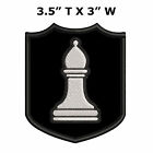 White Bishop Chess Piece Patch Embroidered Iron-on Applique Strategic Tactical 
