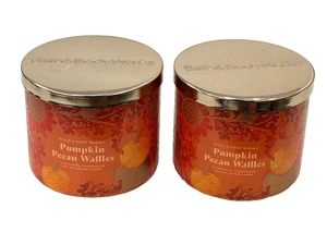 Bath & Body Works Pumpkin Waffle Pecans Candles 3 Wick New 14.5 ounce Set of 2 - Picture 1 of 6