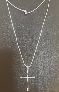 Vintage Sterling Silver Cross Necklace Pendant on 18" Chain 925 Religion Jewelry - Picture 1 of 8
