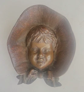 RARE HEAVY BRONZE INKSTAND- Pretty Girl in Bonnet - 19th century - Picture 1 of 4