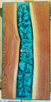 Epoxy Resin River Handmade Furniture Dinning Table Top Acacia Wood Style Decors - Image 1 of 4