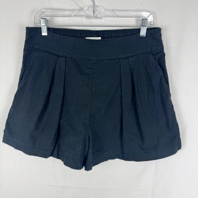 Pantalones Cortos Abercrombie and Fitch Mezcla de Lino Negro Talla M Playa Costera Foto 1 de 4