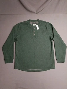 LL Bean Katahdin Iron Works Bonded Waffel Fleece Henley Herren Large Forest Neu mit Etikett - Bild 1 von 14