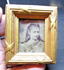 Small Antique Tintype Photo of a young woman-  c. 1870 - 1890 - in modern frame - Picture 1 of 4