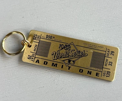 Vintage 1988 World Series Ticket Keychain Los Angeles Dodgers vs Oakland A's - Image 1 of 4